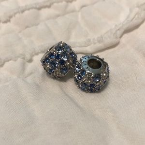 Fiora Blue and White Rhinestone Charm Bead